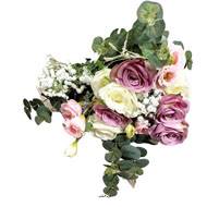 Superbe bouquet de fleurs artificielles "PASTEL" création fleuriste H 70 cm D 37 cm