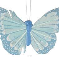 Papillon artificiel avec pince, H 8 cm, L 10 cm Bleu ciel