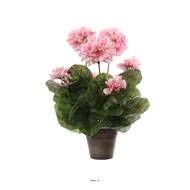 Geranium artificiel 7 tetes en pot leste, H 38 cm, D 24 cm Rose pâle