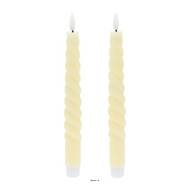 Lot de 2 Bougies Cylindriques Cire Ivoire 3DF en Spirale Torsadées - D 2,3 cm H 23 cm