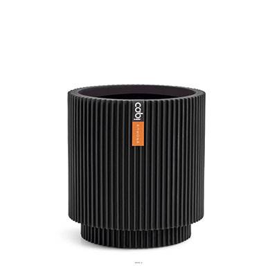 Vase cylindre Groove plastique H 9 x D 8 cm Noir