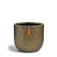 Superbe pot Terrazzo forme eggpot plastique H 13 x D 14 cm Doré