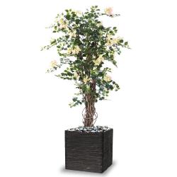 Bougainvillier artificiel tronc bois H150 cm Crme-Rose