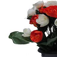 Fleurs artificielles cimetière pot de renoncules H 35 cm D 27 cm Orange