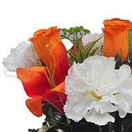 Pot fleurs artificielles pour le cimetière œillets et lys Orange