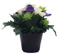 Pot de fleurs artificielles pour le cimetière H 22 cm D 18 cm Crème