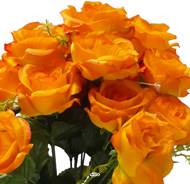 Pot Cône de Roses fleurs artificielles pour le cimetière H 43 cm D 27cm Orange