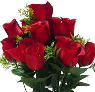 Pot Cône de Boutons de Roses fleurs artificielles pour le cimetière H 38 cm D 26 cm Rouge