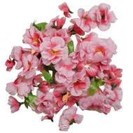 Têtes de fleurs de pêcher factices en tissu x40 et 5 feuilles Rose