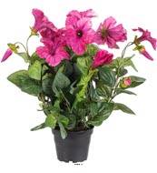 Petunia artificiel en pot H 38 cm 20 fleurs lumineux Rose soutenu