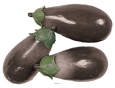 Aubergines artificielles en lot de 3 en Plastique soufflé L 135x60 mm