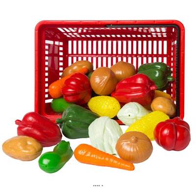 Panier de 27 petits legumes artificiels assortis en Plastique soufflé