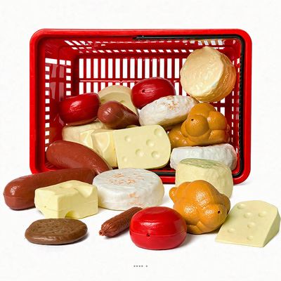 Panier de 27 Aliments Factices : Assortiment Boucherie et Crémerie - Plastique soufflé