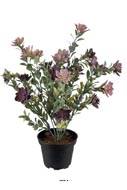 Succulente fleurie factice en pot cactée Violet H30cm D25cm plastique 