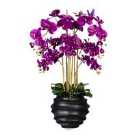Orchidée Factice 7 hampes vase résine noir H105cm D75cm Mauve violet