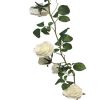 Guirlande de roses factice L145cm avec 7 superbes roses Blanc neige