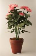 Rosier sur tronc plante artificielle en pot 9 têtes H 40 cm Rose pâle