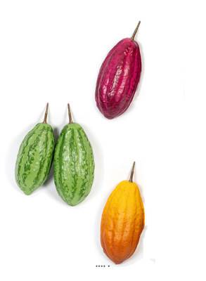 Cabosses lot de 4 fruits cacao artificiels 17 cm D 7 cm