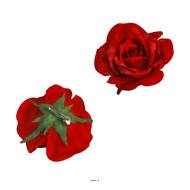 Tête de rose Artificielle sur pince D 12 H  8,5 cm  Rouge