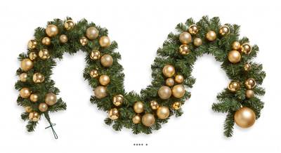 Guirlande de Noël Artificielle Lg 275 cm  Boules Or Pro NF S54-200 - EN71-2 : Décoration Festive Cer