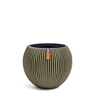 Vase Groove plastique forme boule H 10 x D 13cm Vert