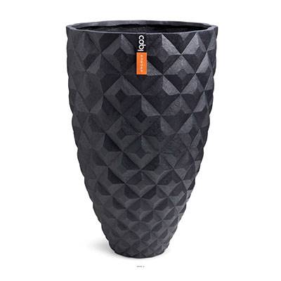 Superbe vase élégant blanc effet 3D H 68 cm Noir
