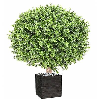 Buis artificiel sur tronc en pot pour extérieur anti-UV H 90 cm D 70 cm
