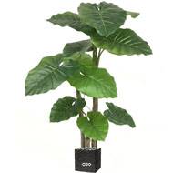 Colocasia artificiel en pot 3 troncs 11 grandes feuilles H 150 cm vert