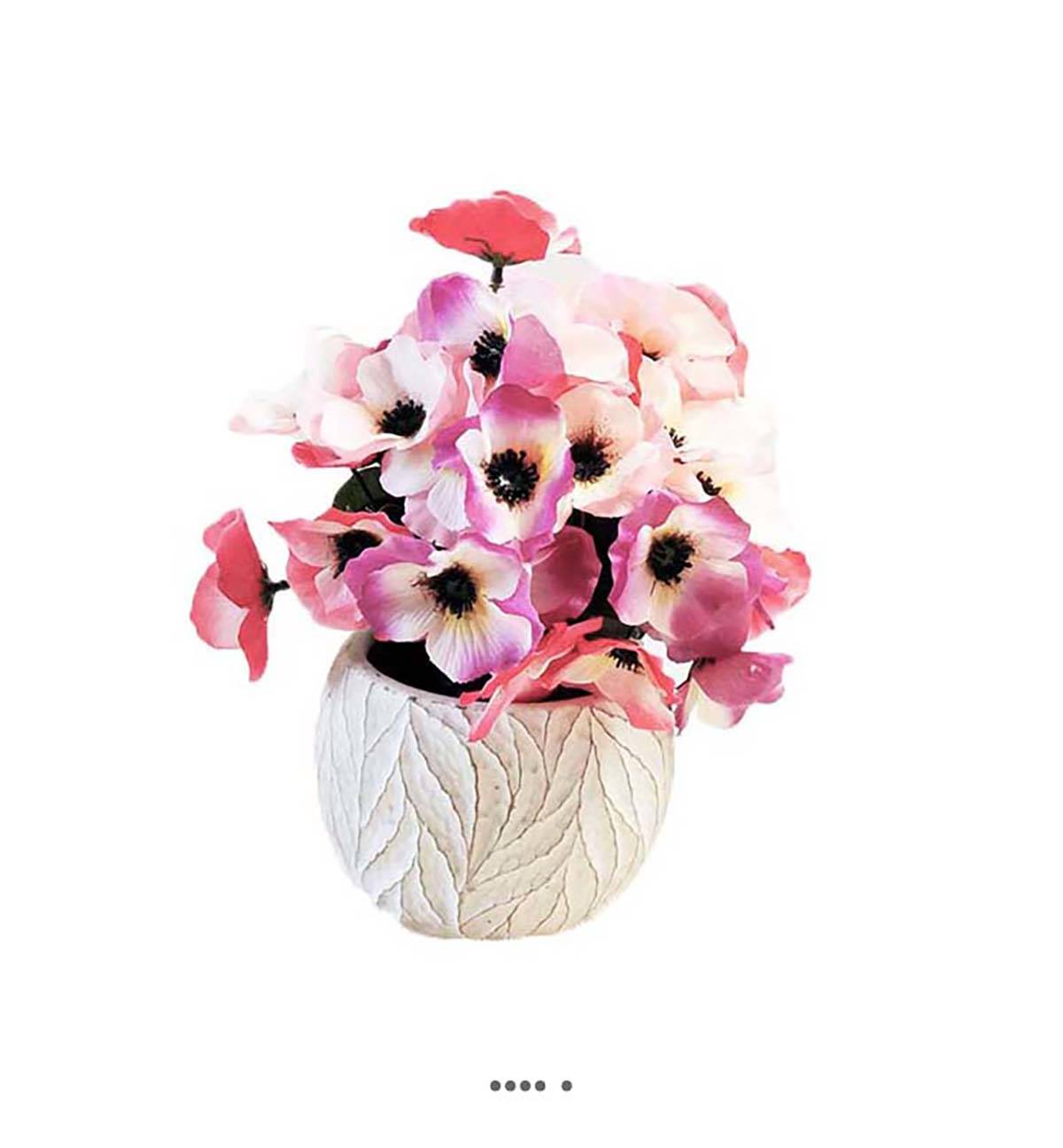Composition de fleurs artificielles pour colombarium en pot blanc |  Artificielles.com