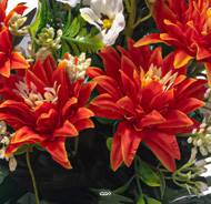 Jardinière pot béton Chrysantheme, Pensée et mini fleurs Orange pour la Toussaint