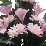 Jardinière fleurs artificielles gerbera, Alstromeria et Ficus Rose pour la Toussaint