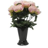 Pot Cone pour le cimetière de fleurs artificielles de Pivoines Rose calme pour la Toussaint