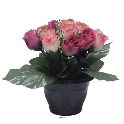 Pot pour Tombe de bouton de rose et mini fleurs Rose soutenu artificiels - Toussaint 