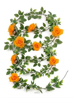 Guirlande de 8 Roses artificielles Jaune plastique L 180 cm