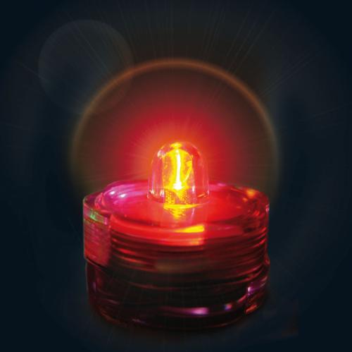 Led Rouge submersible, télécommande & réutilisable, 2 piles incluses