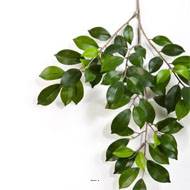 Branche de feuillage Ficus artificiel H 48 cm 64 feuilles vertes