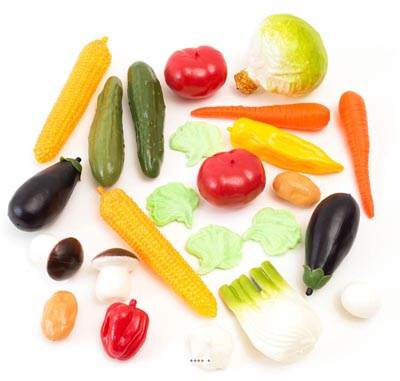 Legumes artificiels assortis en lot de 24 en Plastique soufflé