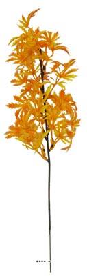 Branche de feuilles de Papaye factice H35cm plastique ext Jaune-orange