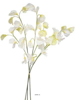 Pois de senteur fleur artificielle en 3 branches H 50 cm Crème