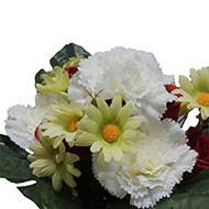 Bouquet de fleurs artificielles roses, oeillets et marguerites H 43 cm Rouge-blanc