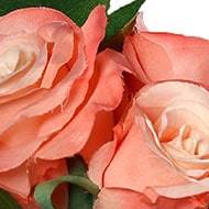 Adorable petit bouquet de fausses roses 3 têtes H 17 cm Rose saumon