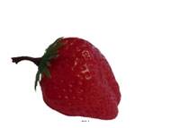 Fraise artificielle fruit factice plastique H 7 x 4.5 cm avec feuillage