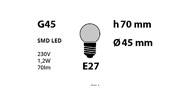 Ampoule de luxe E27  Globe G45 - 1,2W - 230V 3000° K
