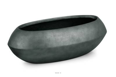 Bac résine synthétique Long 48 x l 22 cm H17 cm Int. vase long métal anthracite