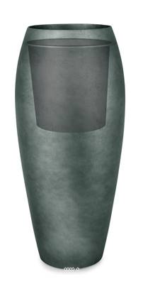 Bac résine synthétique et feuille d'argent Ø 46 cm H 100 cm Int. bullet métal anthracite
