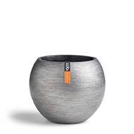 Joli pot rétro forme boule argent en matières synthétiques H 15 x D 18 cm Argent