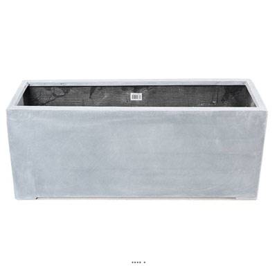 Jardinière rectangulaire en fibre de verre H 40 cm Gris ciment