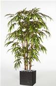 Bambou artificiel H 180 cm 1360 feuilles cannes moyennes en pot