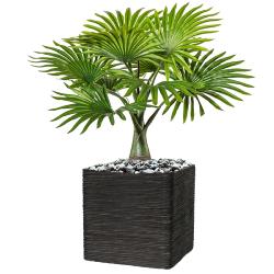 Palmier Bouteille artificiel H 45 cm 9 palmes en pot