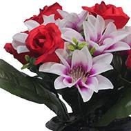 Pot fleurs artificielles pour le cimetière roses et lys Rouge